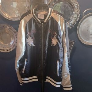💫 Nice Satin Standard Issue Bomber Jacket w/ Willow Tree & Tigers